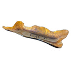 Contemporary Sculptural Amber Gold Wave Art Glass Decorative Tray