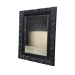 Ornate Rococo Style Matte Black Carved Upcycled Wall Mirror