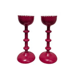 Harfin Vintage Style Magenta Pink Scalloped Metal Pillar Candle Holder