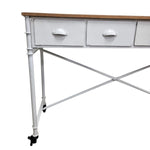 Industrial Metal and Wood 4-Drawer Console Table on Casters