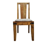 Handcrafted Solid Teak Wood Dining Chair with Iron Brackets