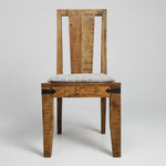 Handcrafted Solid Teak Wood Dining Chair with Iron Brackets