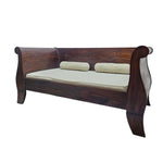 Grand Mahogany-Finish Sleigh Daybed with Bolster Accents