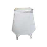 Rare Lloyd Loom Hexagon White Linen Basket with Glass Top