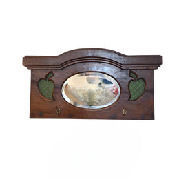 Vintage Wooden Entryway Mirror with Decorative Cutouts