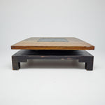 Zen Two-Tier Square Coffee Table with Slate Inlay