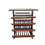 Anglo-Indian Solid Wood Tiered Canterbury Magazine Rack Side Table