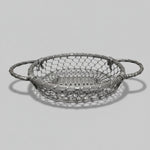 French Vintage Woven Aluminium Wire Basket Centerpiece with Handles