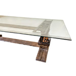 Sculptural Glass and Metallic Chrome Base Rectangular Dining Table