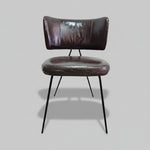 Marina Home Mid-Century Style Dark Brown Leather and Iron Accent Chair