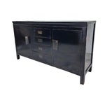 Vintage-Inspired Black Lacquer Sideboard with Brass Accents