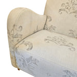 Graceful Baroque Pattern Cream Fabric Armchair with Tapered Timber Legs