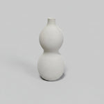 Off-White Ribbed Ceramic Double-Gourd Decorative Vase