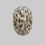 Artisan Mottled Brown and Clear Glass Oval Tortoiseshell Vase