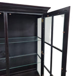 Heritage Style Dark Espresso Glaze Wooden Glass Display Cabinet