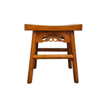 Hand-Painted Floral Oriental Stool with Curved Seat