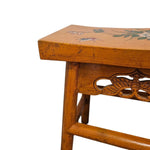 Hand-Painted Floral Oriental Stool with Curved Seat