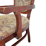 Victorian Style Carved Wood Medallion Back Fabric Armchair