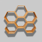 Contemporary Geometric Honeycomb Wooden Wall Unit Shelf