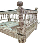 Charaka Style Distressed Wood and Glass Top Coffee Table