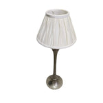 Contemporary Hammered Silver Candlestick style Table Lamp with Pleated White Shade