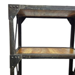 Industrial Iron & Solid Wood 4-Tier Bookshelf