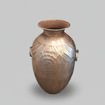 Artisan Repoussé Hammered Metal Amphora Vase with Spiral Relief