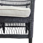 Sculptural Black Hand-Woven Rattan Tub Style Accent Armchair