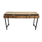 Contemporary Industrial Three-Drawer Wooden Console Table