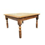 Rustic Charm Solid Wood Coffee Table with White Tiled Top