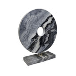 Monolithic Black Bi Disc Sculptural Marble Table Top Ornament