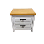 Country Charm Two Tone Wood 2 Drawer Bedside Table