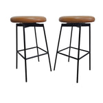 Pottery Barn Maison Leather Backless Swivel Stool