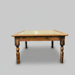 Rustic Charm Solid Wood Coffee Table with White Tiled Top
