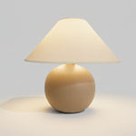 Minimalist Cream White Spherical Ceramic Table Lamp with Tapered Shade