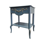 French Provincial Style Upcycled Slate Blue Wooden Side Table