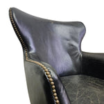 Classic English Library Studded Black Leather Armchair