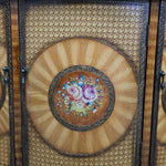 Ornate Italian Style Hand Painted Floral Inlay Wooden Sideboard Credenza