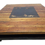 Zen Two-Tier Square Coffee Table with Slate Inlay