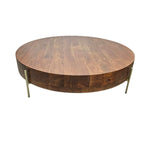 Marina Home Rustic Thick Block Solid Wood Round Coffee Table