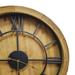 Oversized Industrial Wooden and Black Iron Roman Numeral Wall Clock