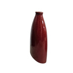 Vibrant Glossy Crimson Red Glazed Ceramic Bottle-Neck Vase