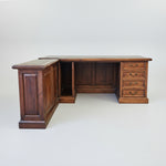 Heritage Solid Wood L-Shape Executive Desk with Leather Top