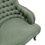 Sedar Vintage Style Green Fabric Tufted Wingback Armchair