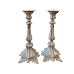 Baroque Style Silver Plated Ornate Cast Metal Taper Candlestick