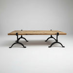 Rustic Industrial Reclaimed Wood Coffee Table with Cast Iron Legs
