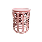 Soft Pink Interlocking Circle Metal Round Side Table