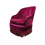 Napoleon III Style Tufted Plum Velvet Toad Armchair