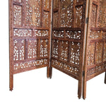 Heritage Hand-Carved Solid Wood 4-Panel Folding Room Divider