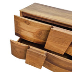 Sculptural Geometric Solid Wood Multi-Level Two-Drawer Nightstand